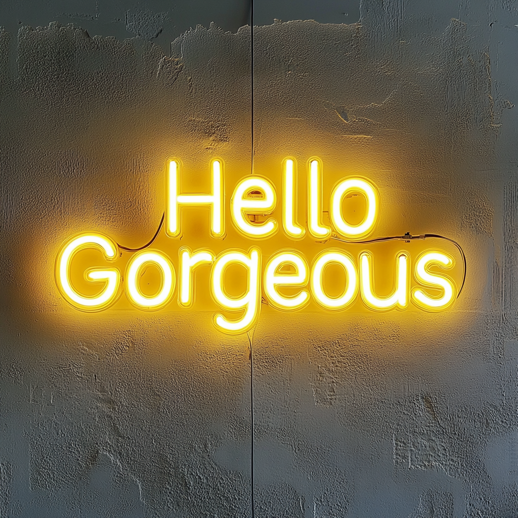 Hello Gorgeous - Yellow Neon Sign, 18 Inches