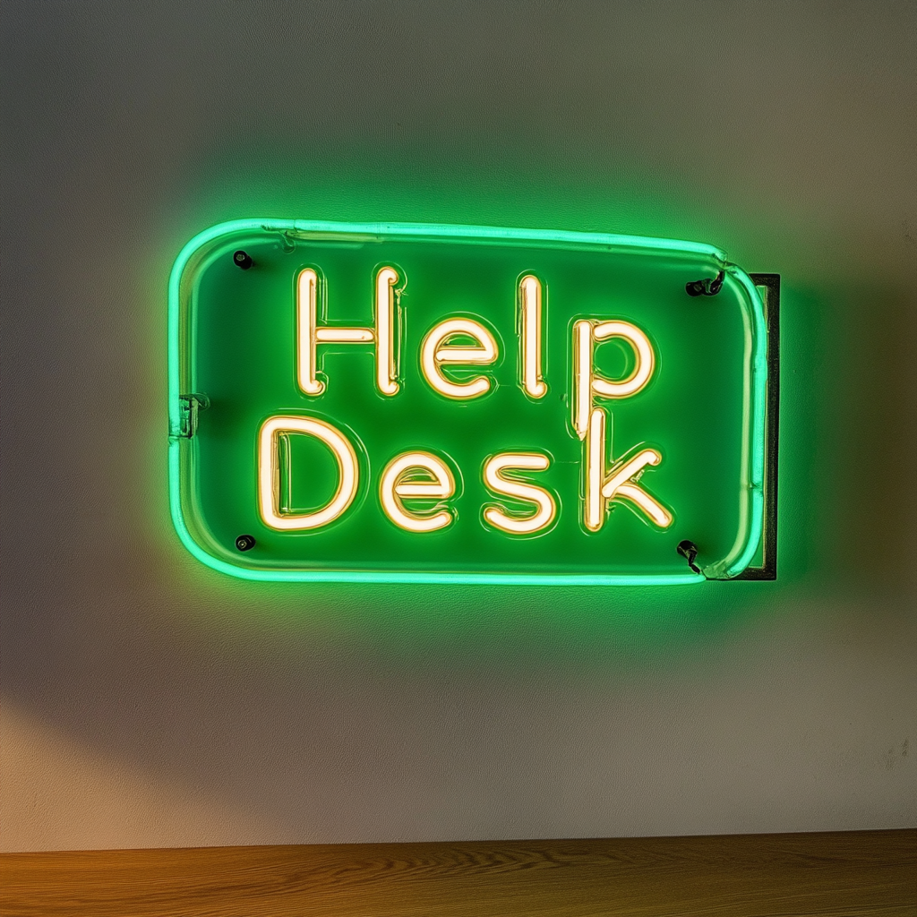 "Help Desk" - Green Neon Sign, 24 Inches