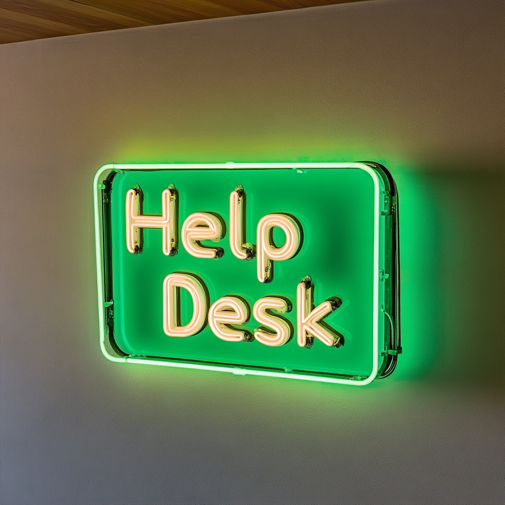 "Help Desk" - Green Neon Sign, 24 Inches