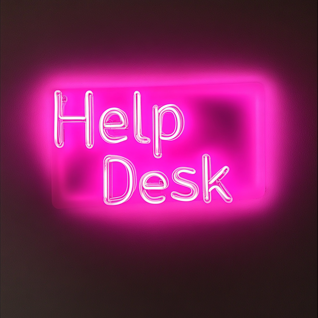 "Help Desk" - Pink Neon Sign, 24 Inches