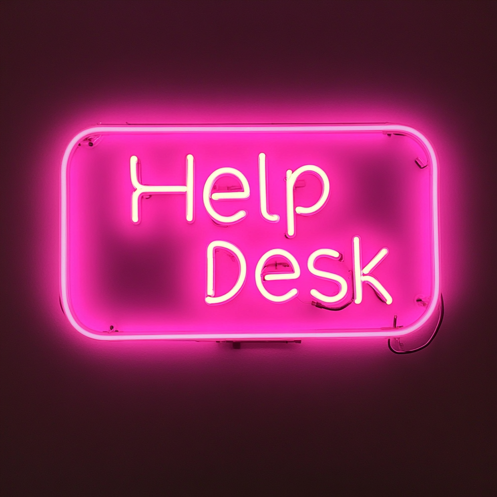 "Help Desk" - Pink Neon Sign, 24 Inches