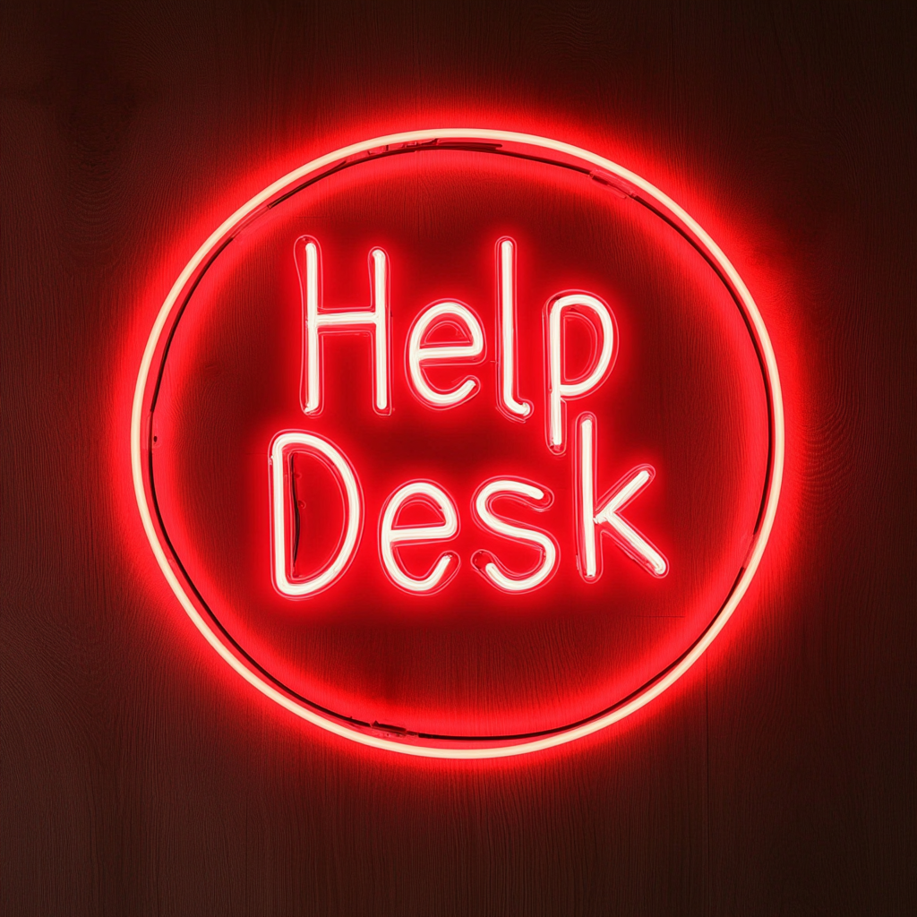 "Help Desk" - Red Neon Sign, 24 Inches