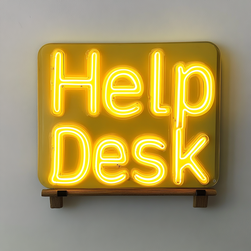 "Help Desk" - Yellow Neon Sign, 24 Inches