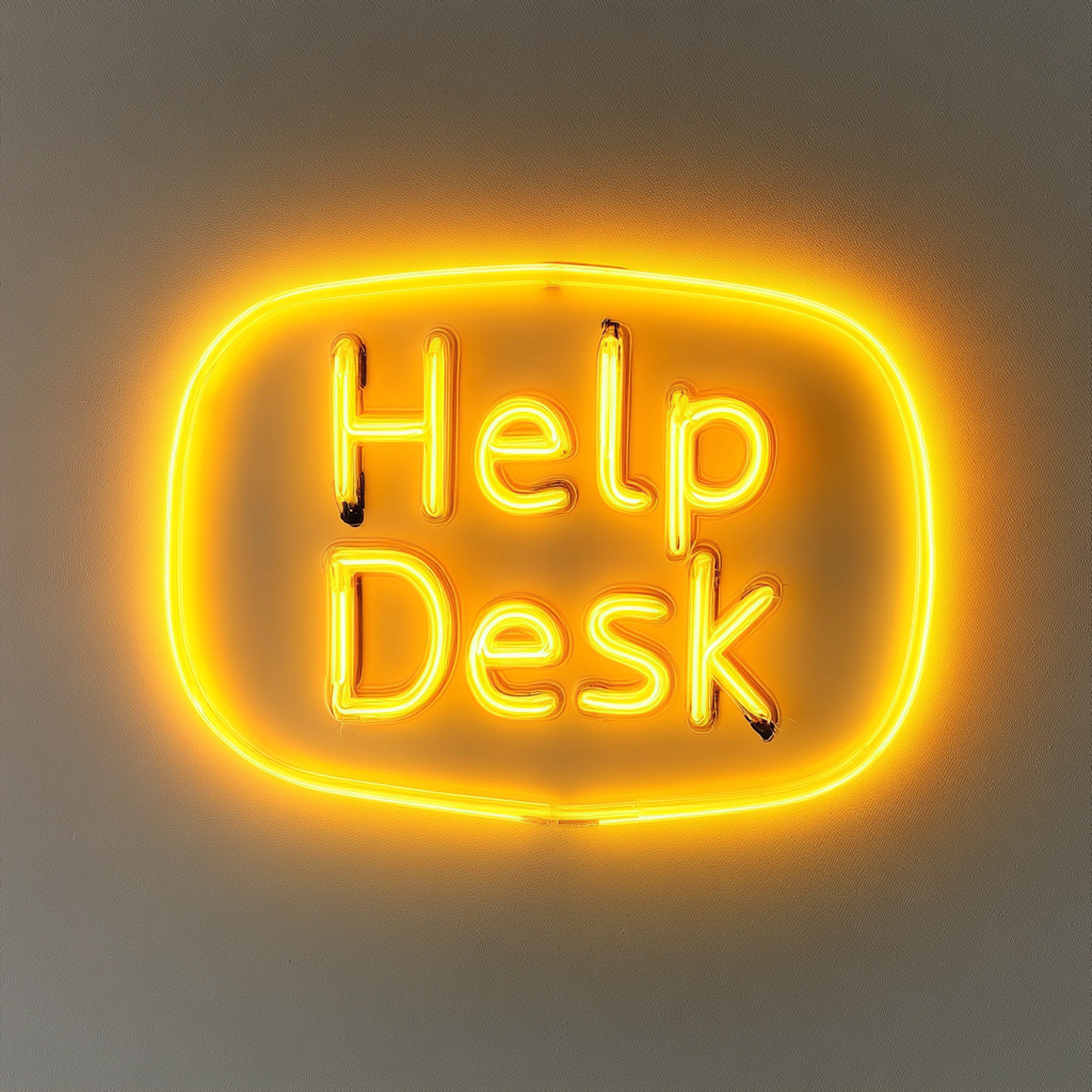 "Help Desk" - Yellow Neon Sign, 24 Inches