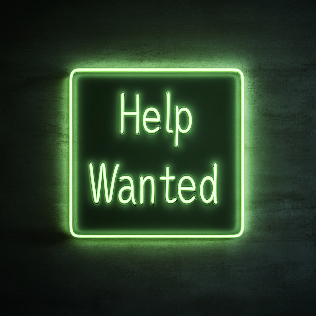 Help Wanted - Green Neon Sign, 18 Inches
