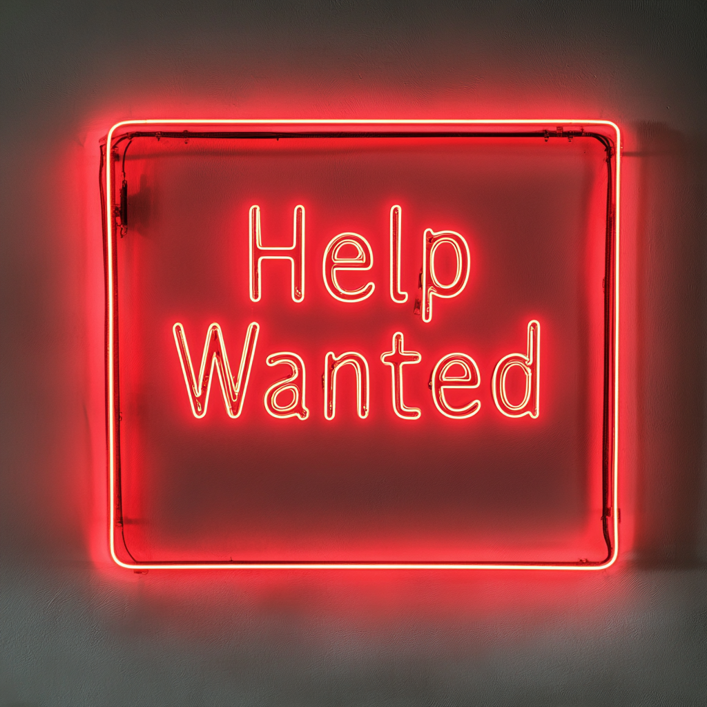 Help Wanted - Red Neon Sign, 24 Inches