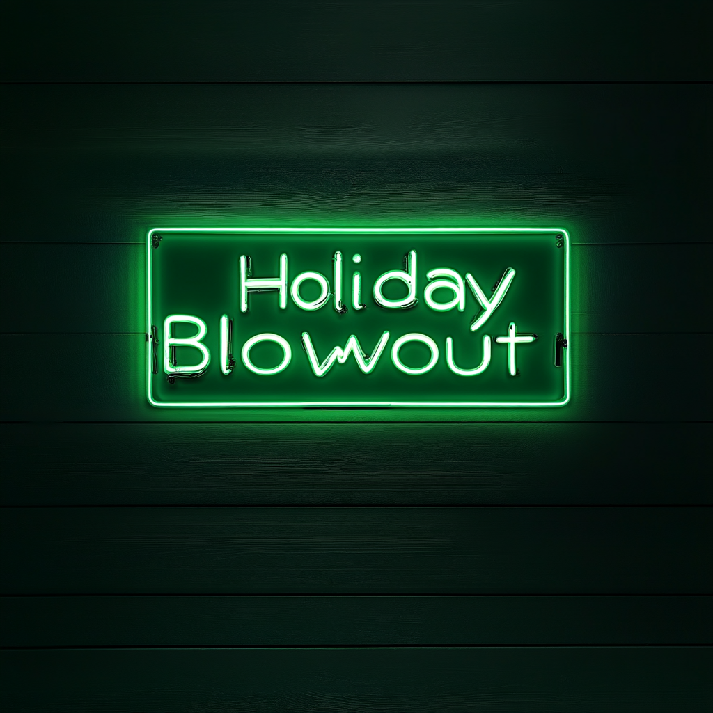 "Holiday Blowout" - Green Neon Sign, 24 Inches