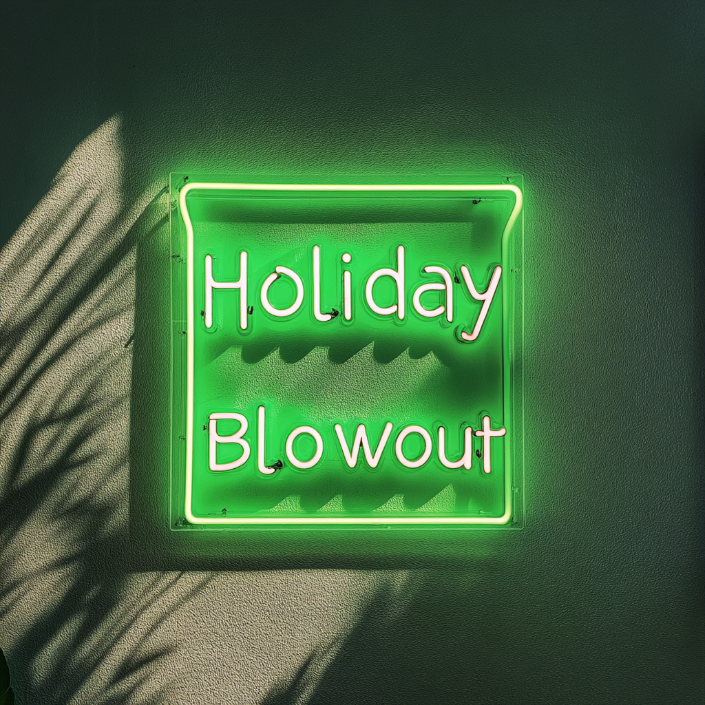 "Holiday Blowout" - Green Neon Sign, 24 Inches