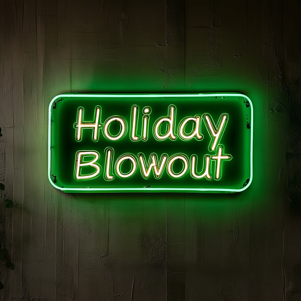 "Holiday Blowout" - Green Neon Sign, 24 Inches