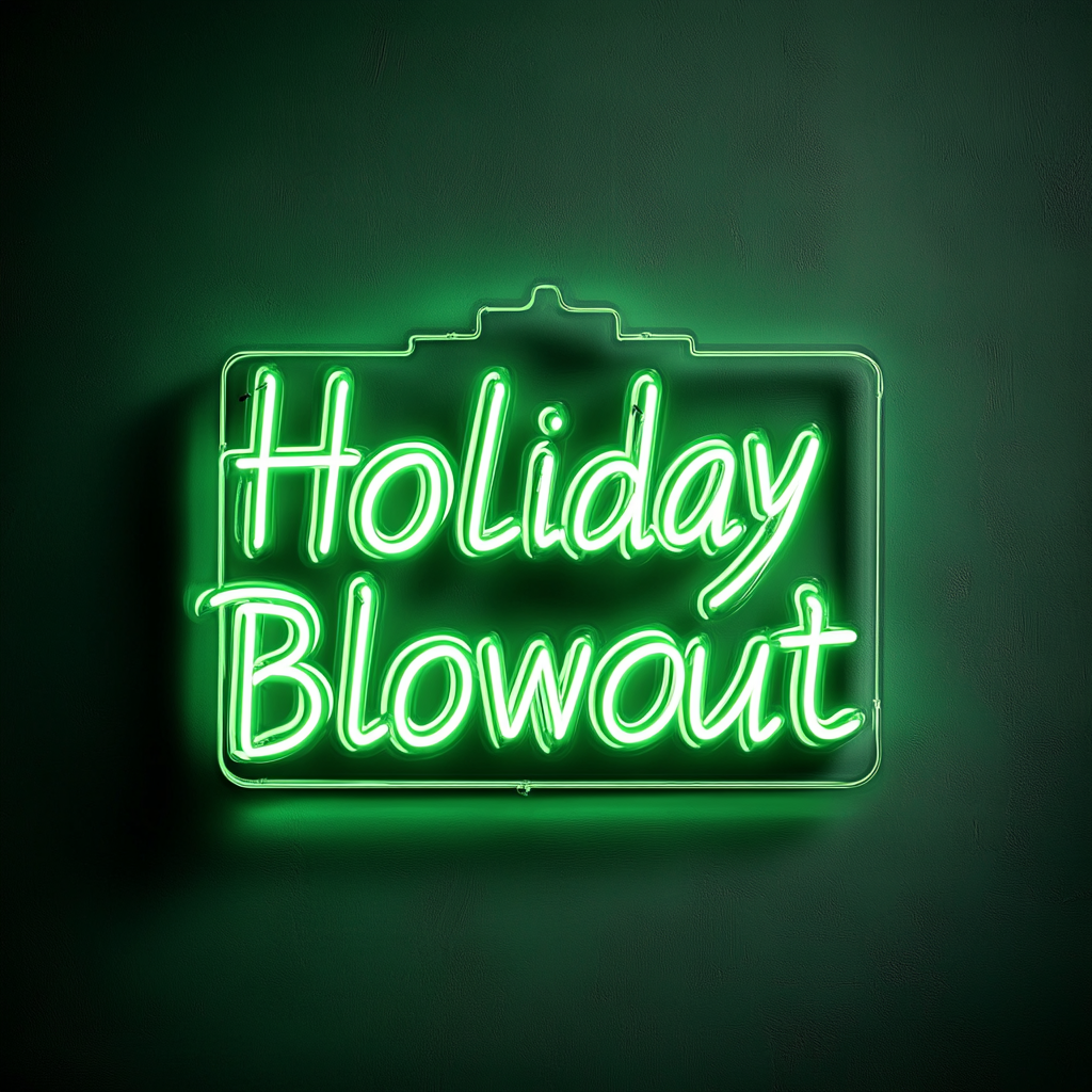 "Holiday Blowout" - Green Neon Sign, 24 Inches