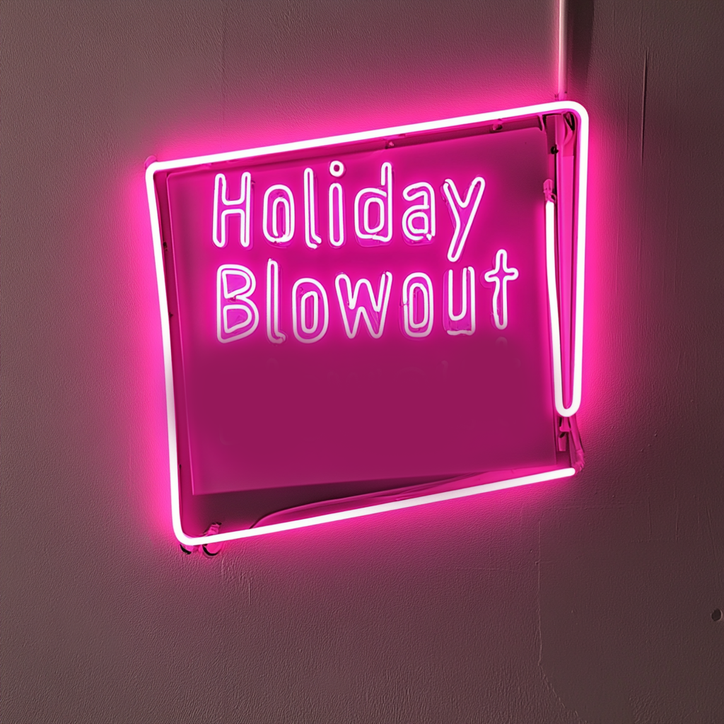 "Holiday Blowout" - Pink Neon Sign, 24 Inches