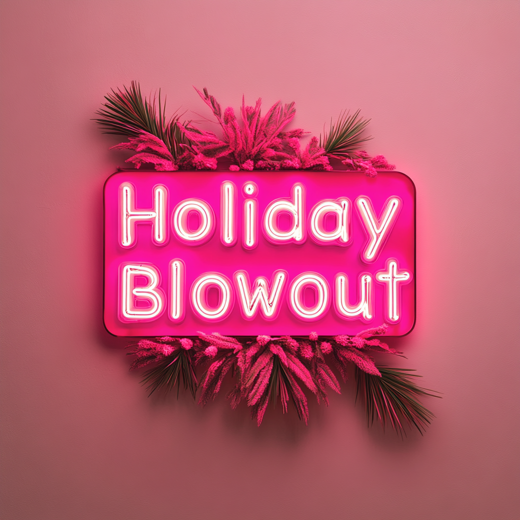 "Holiday Blowout" - Pink Neon Sign, 24 Inches