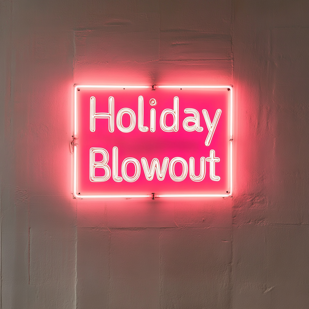 "Holiday Blowout" - Pink Neon Sign, 24 Inches