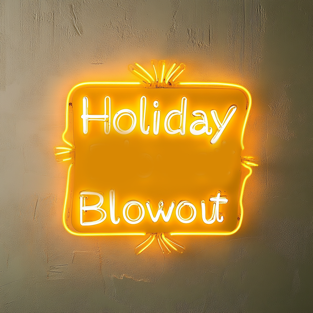 "Holiday Blowout" - Yellow Neon Sign, 24 Inches