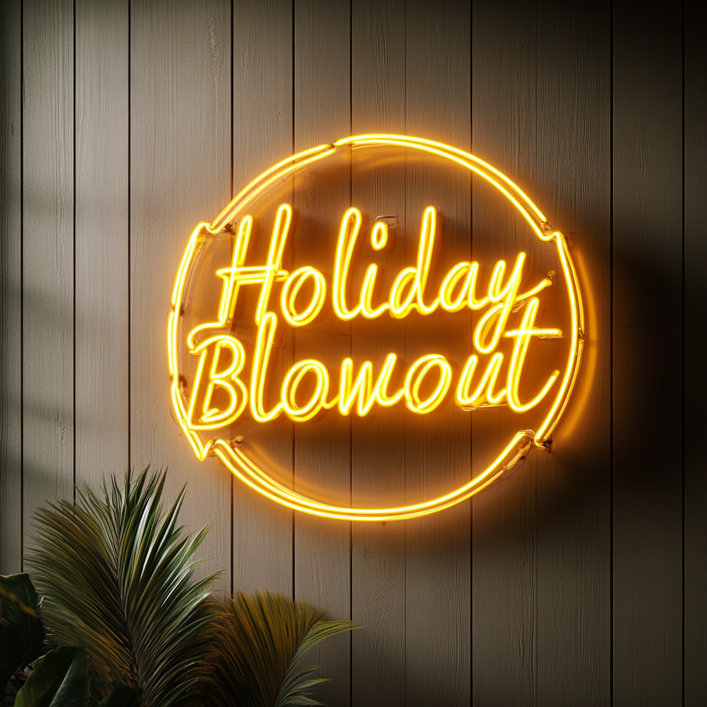 "Holiday Blowout" - Yellow Neon Sign, 24 Inches