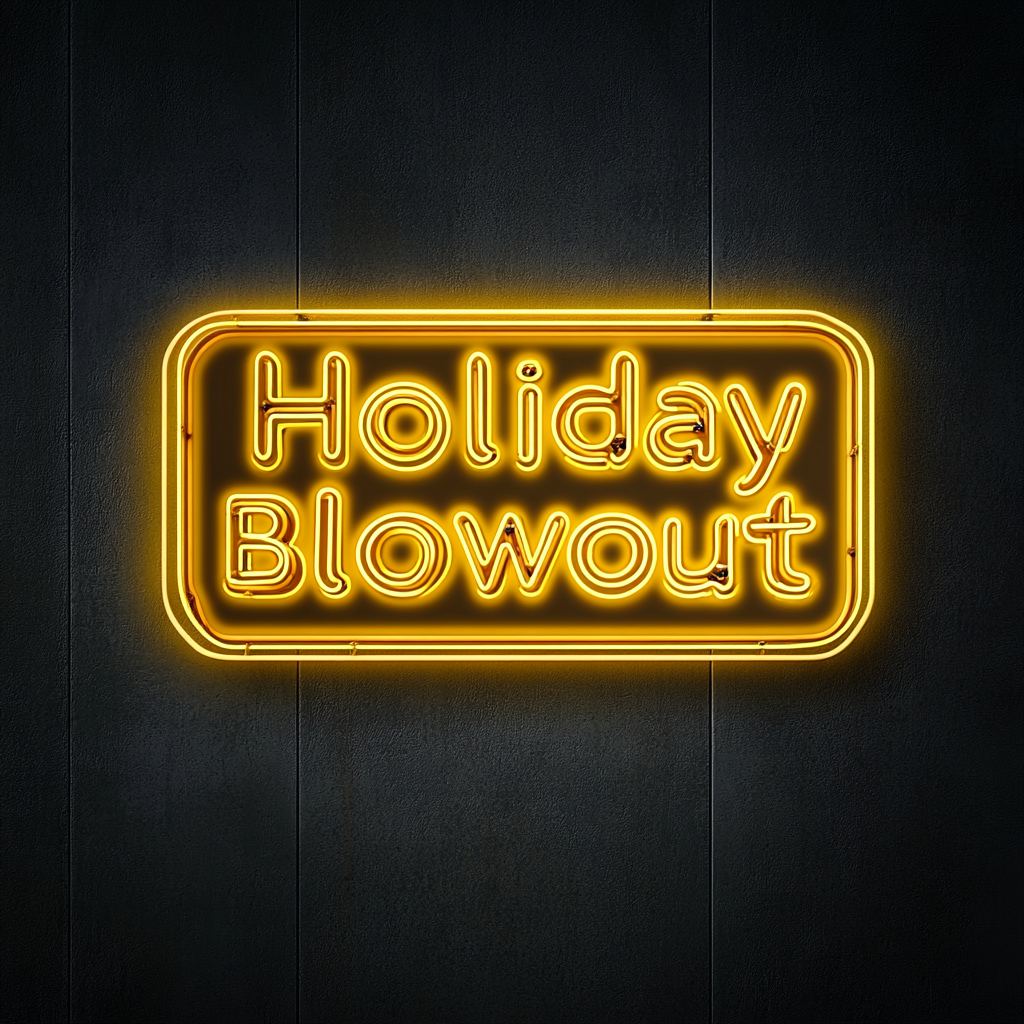 "Holiday Blowout" - Yellow Neon Sign, 24 Inches