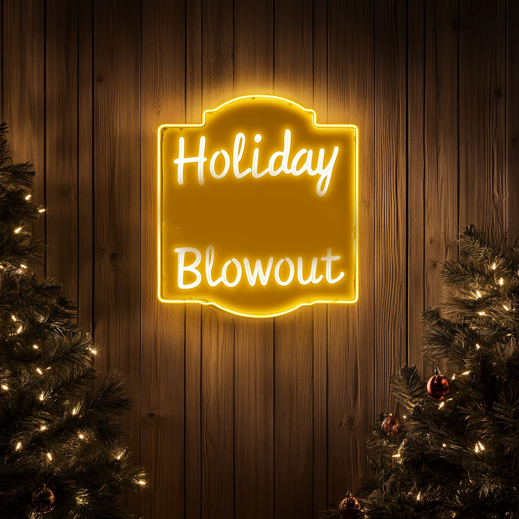 "Holiday Blowout" - Yellow Neon Sign, 24 Inches