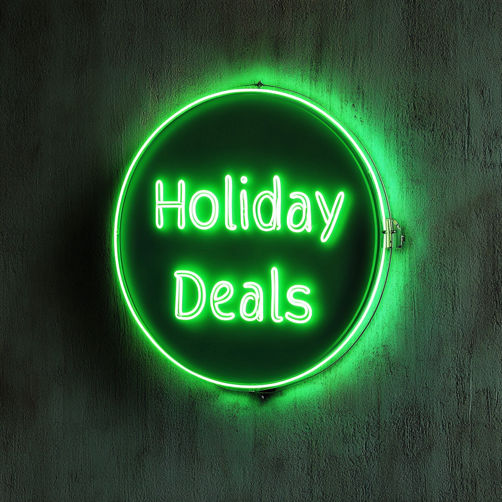 "Holiday Deals" - Green Neon Sign, 18 Inches