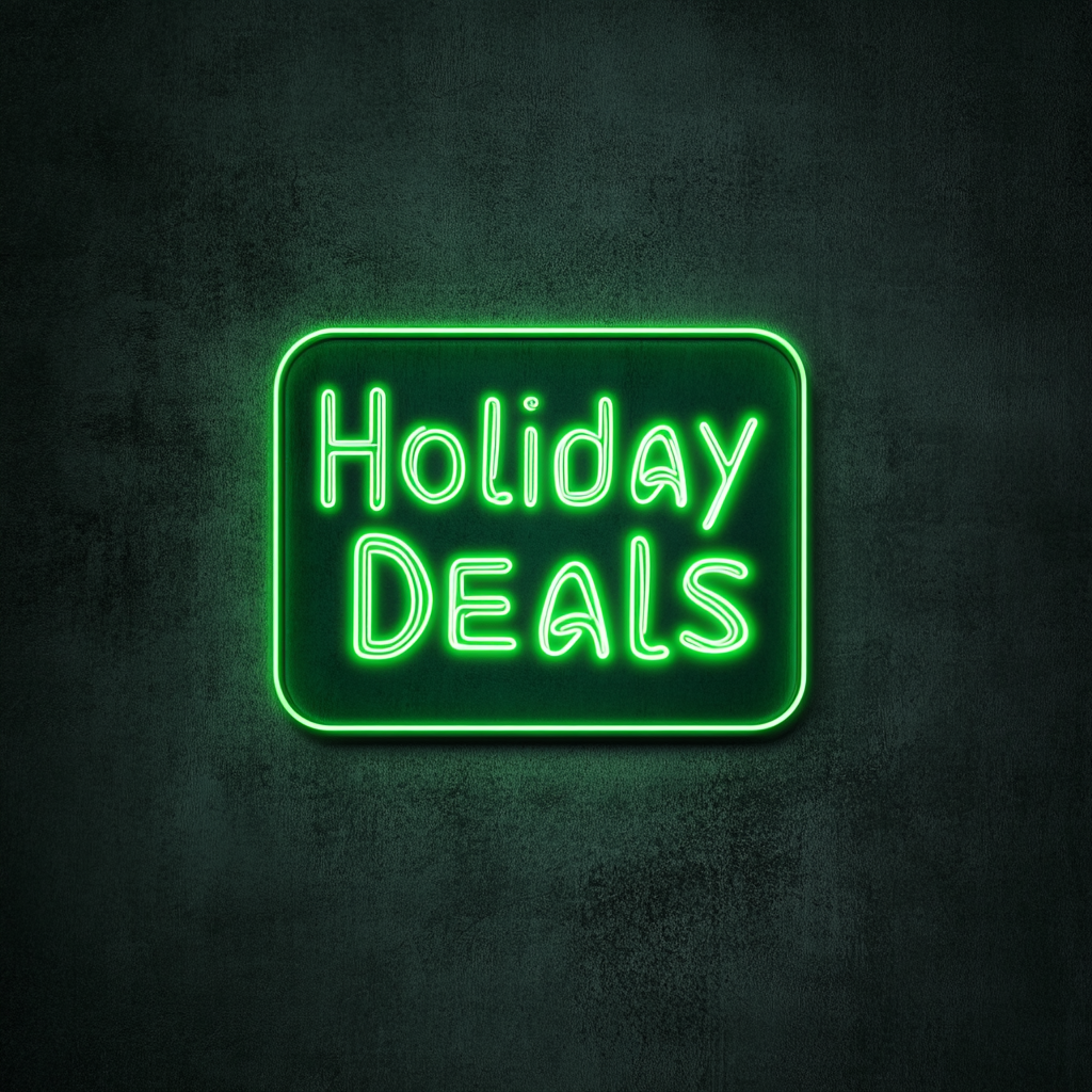 "Holiday Deals" - Green Neon Sign, 18 Inches