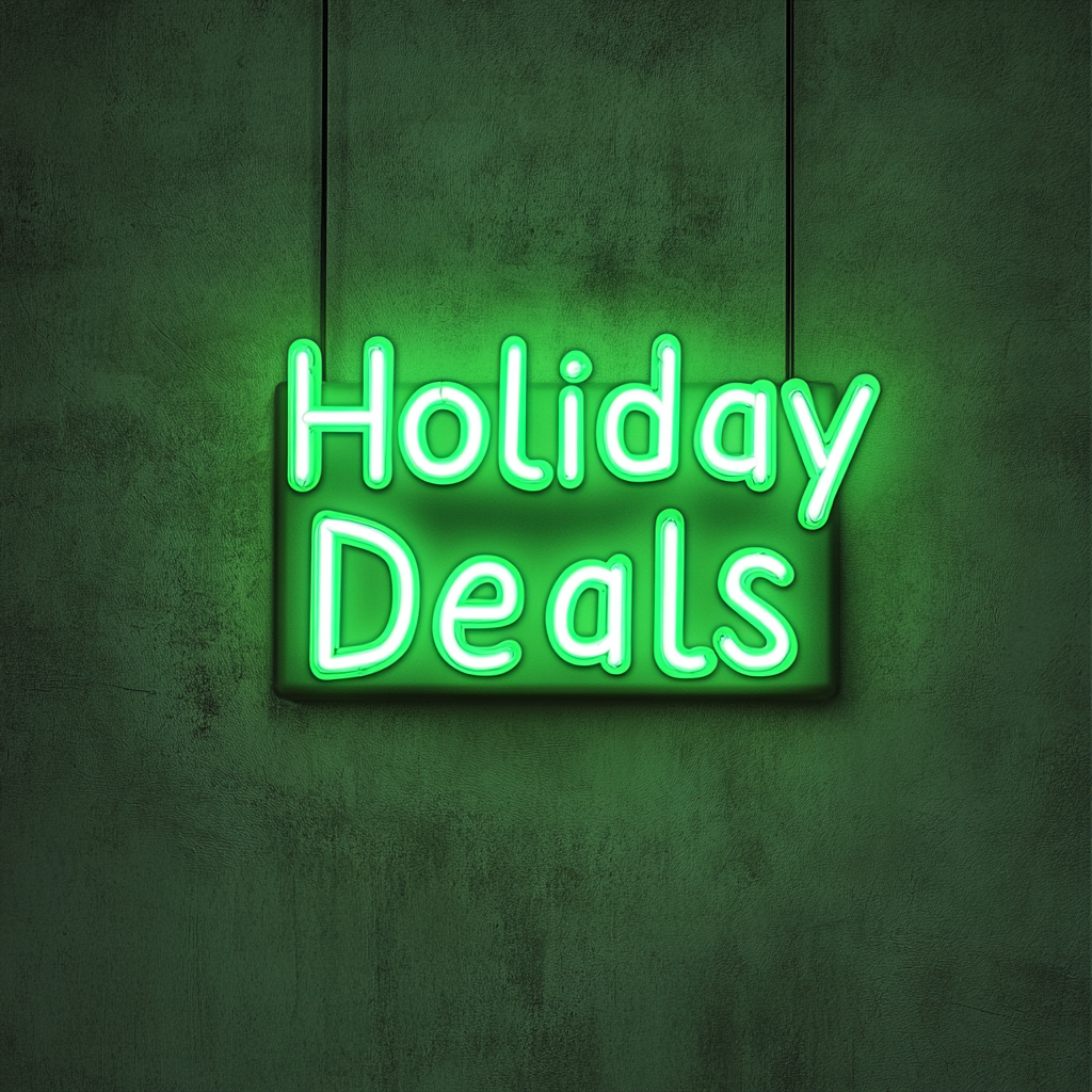 "Holiday Deals" - Green Neon Sign, 24 Inches