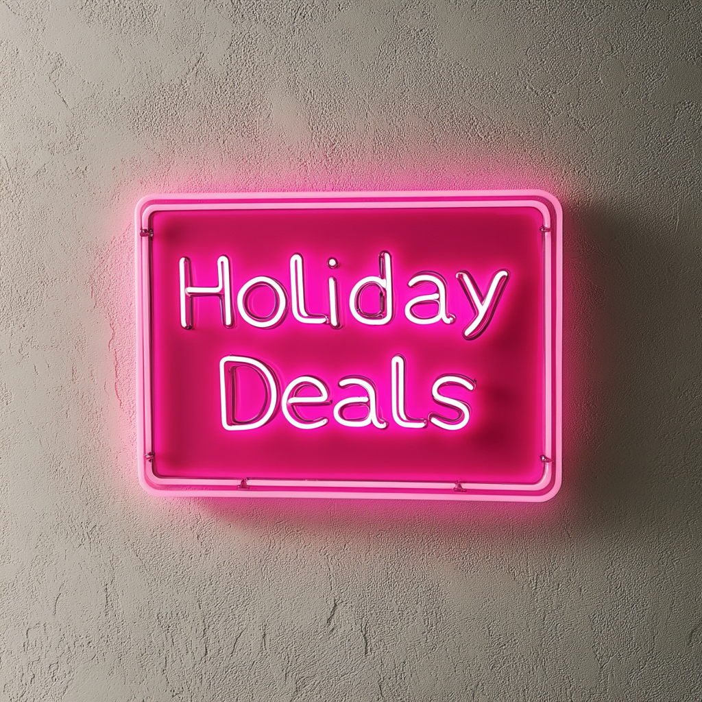 "Holiday Deals" - Pink Neon Sign, 18 Inches