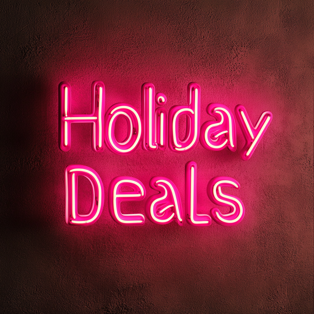 "Holiday Deals" - Pink Neon Sign, 18 Inches