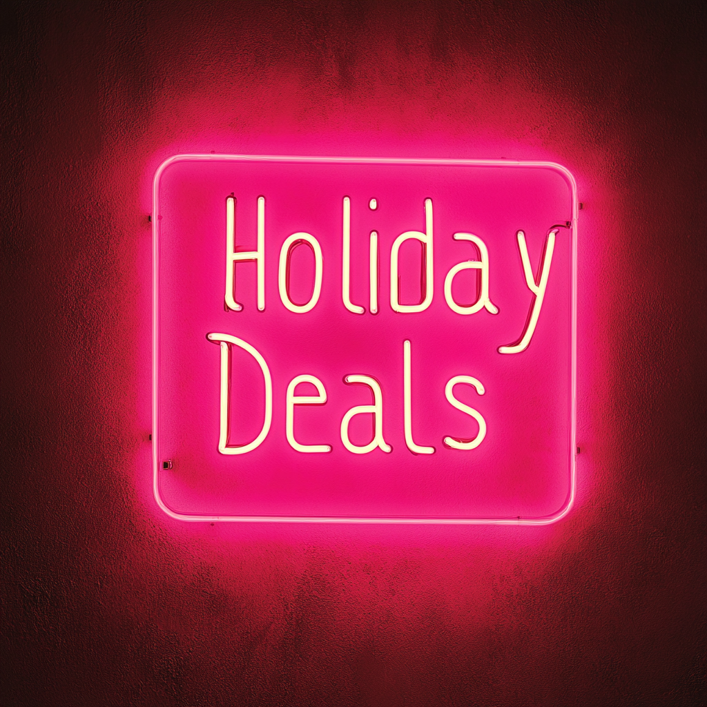 "Holiday Deals" - Pink Neon Sign, 18 Inches