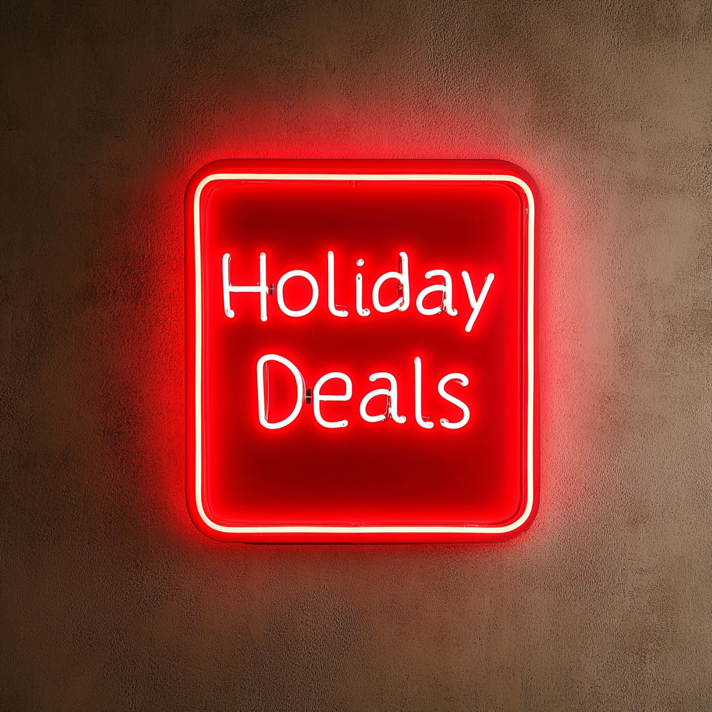 "Holiday Deals" - Red Neon Sign, 18 Inches