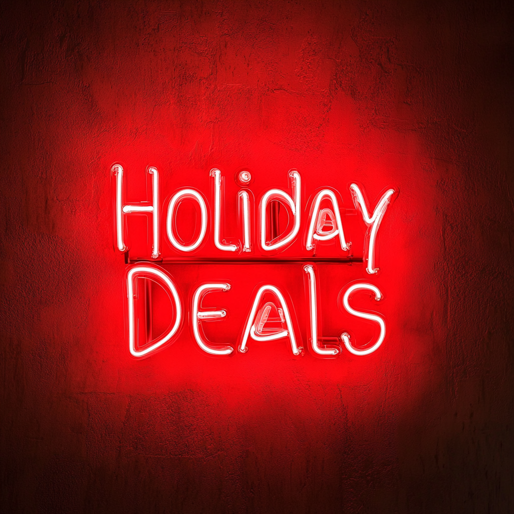 "Holiday Deals" - Red Neon Sign, 18 Inches