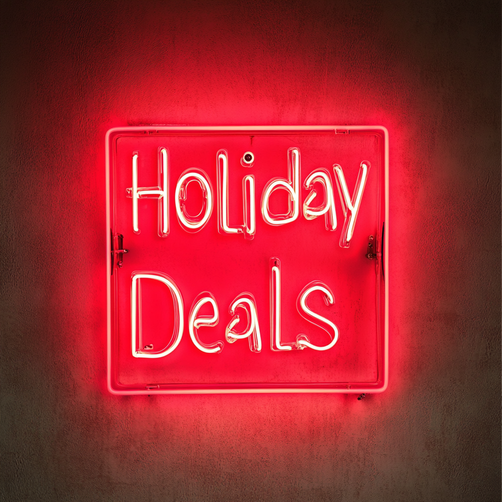 "Holiday Deals" - Red Neon Sign, 18 Inches