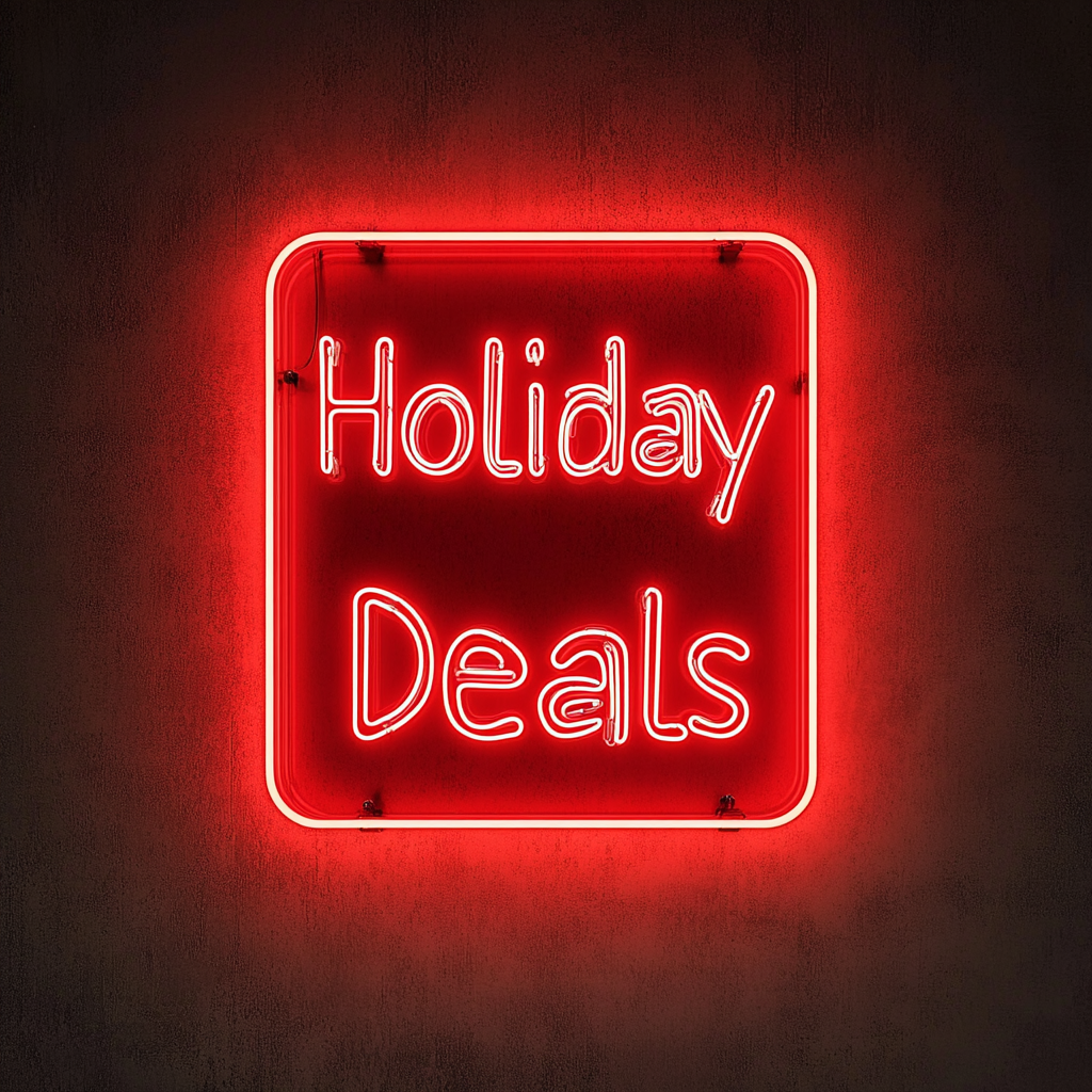 "Holiday Deals" - Red Neon Sign, 18 Inches