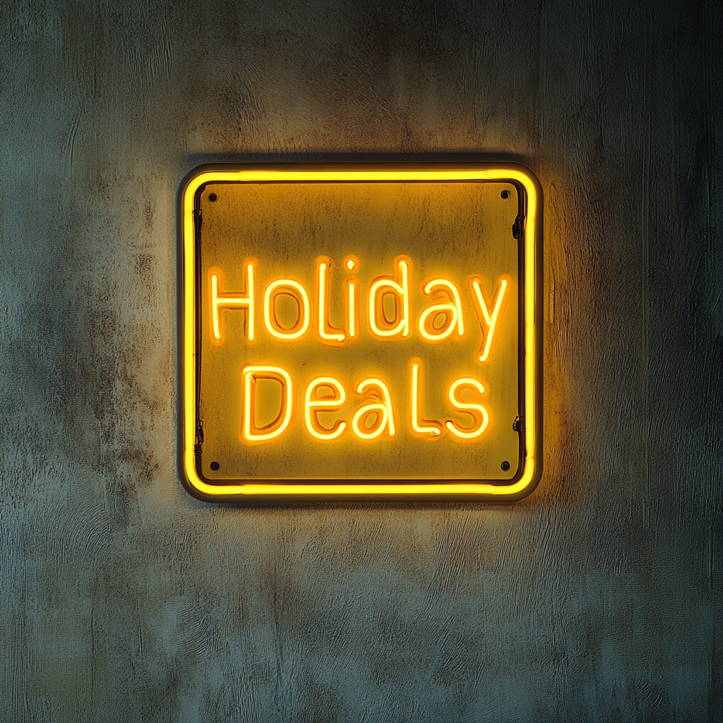 "Holiday Deals" - Yellow Neon Sign, 18 Inches