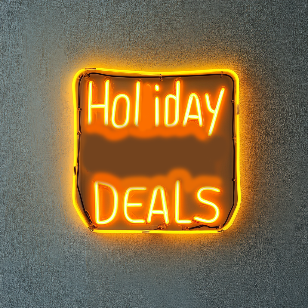 "Holiday Deals" - Yellow Neon Sign, 18 Inches