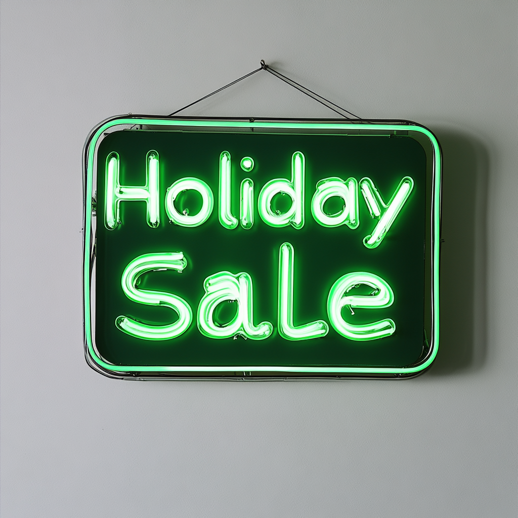 "Holiday Sale" - Green Neon Sign, 24 Inches