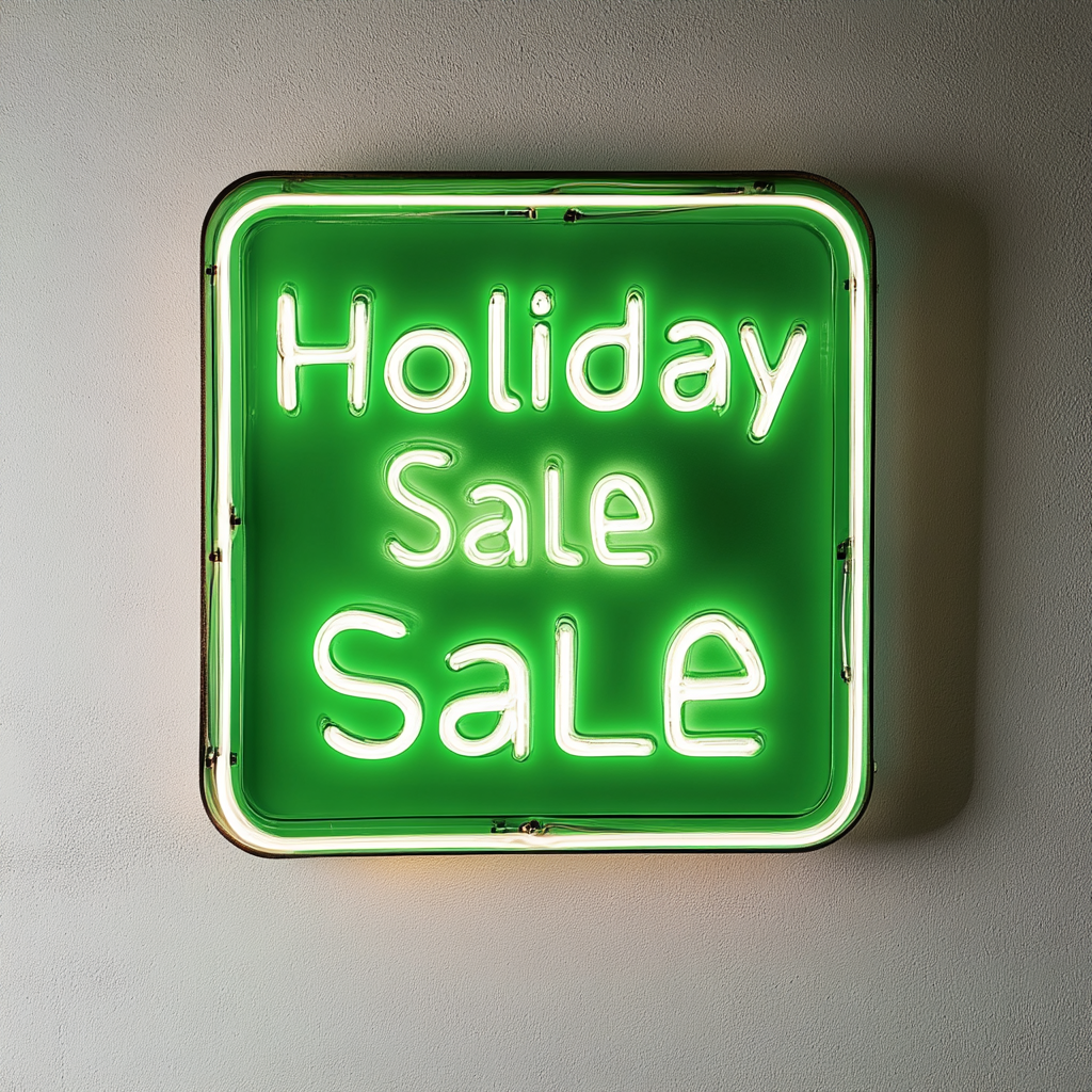 "Holiday Sale" - Green Neon Sign, 24 Inches
