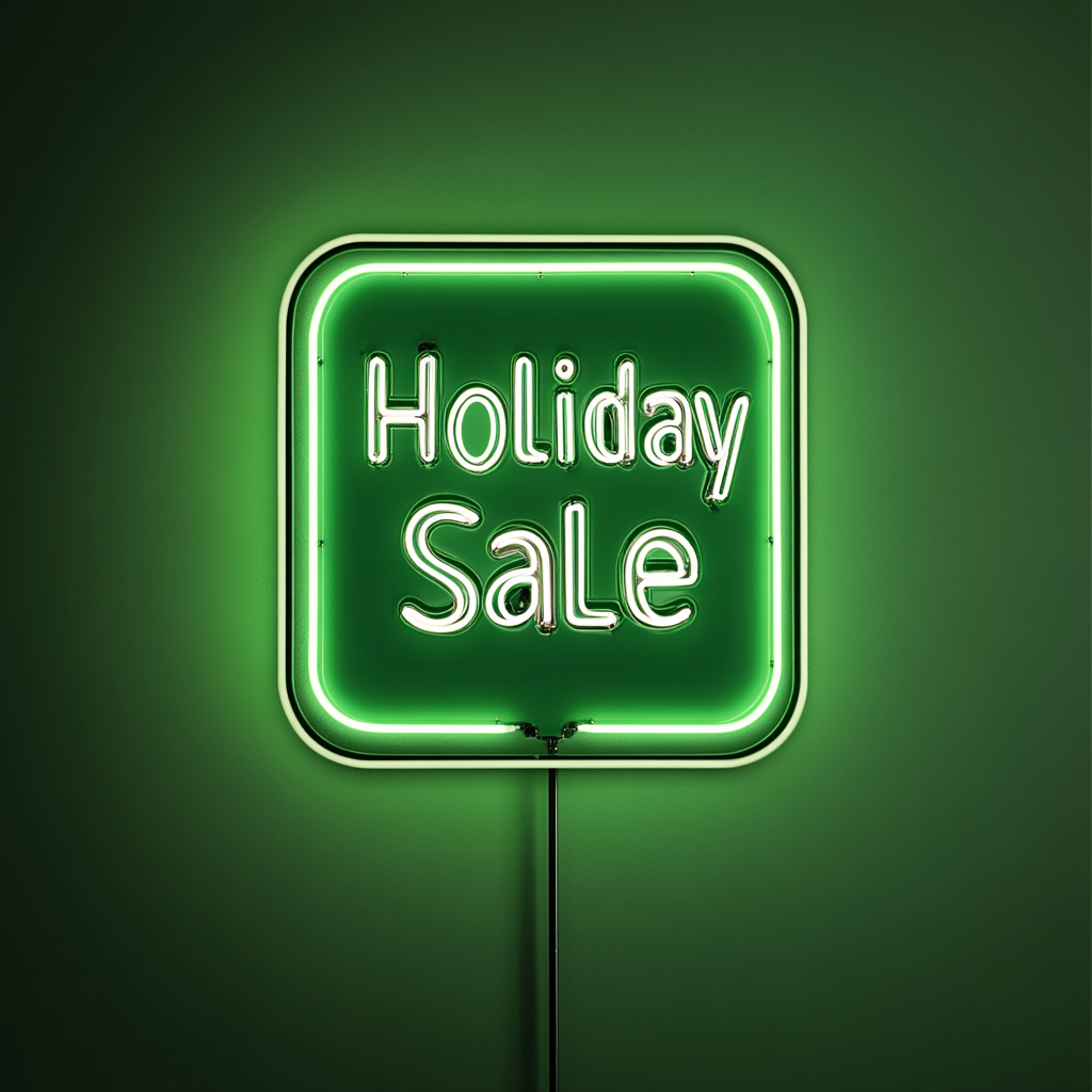 "Holiday Sale" - Green Neon Sign, 24 Inches
