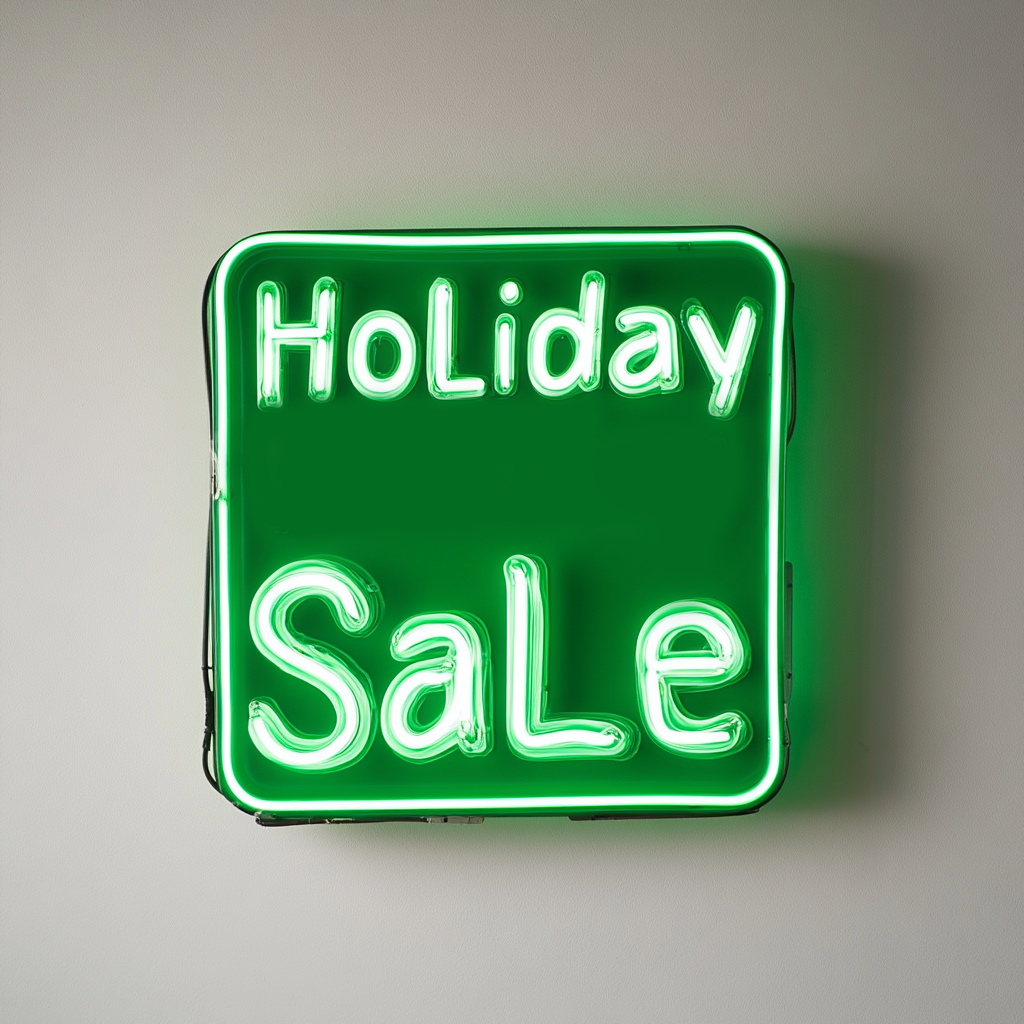 "Holiday Sale" - Green Neon Sign, 24 Inches