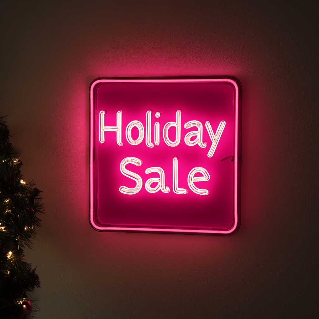 "Holiday Sale" - Pink Neon Sign, 24 Inches