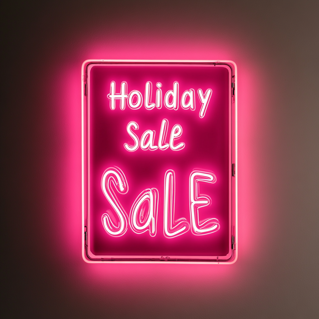"Holiday Sale" - Pink Neon Sign, 24 Inches