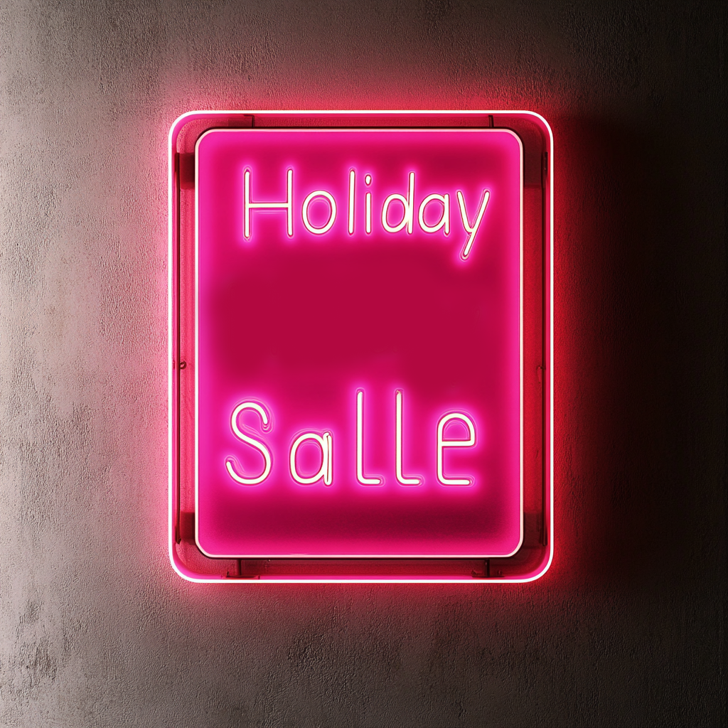 "Holiday Sale" - Pink Neon Sign, 24 Inches