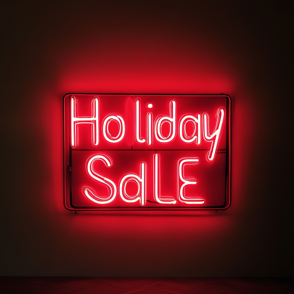 "Holiday Sale" - Red Neon Sign, 24 Inches