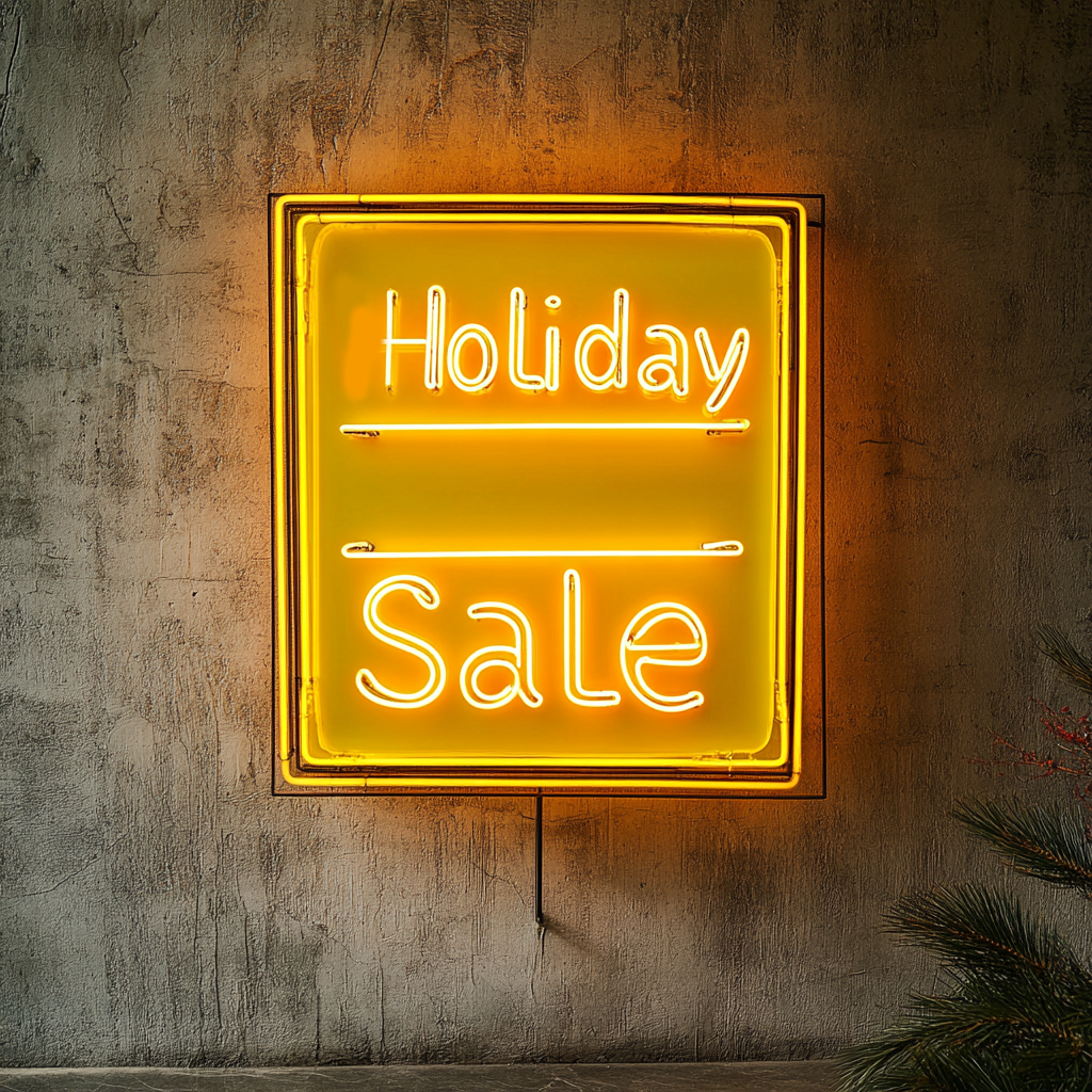 "Holiday Sale" - Yellow Neon Sign, 24 Inches