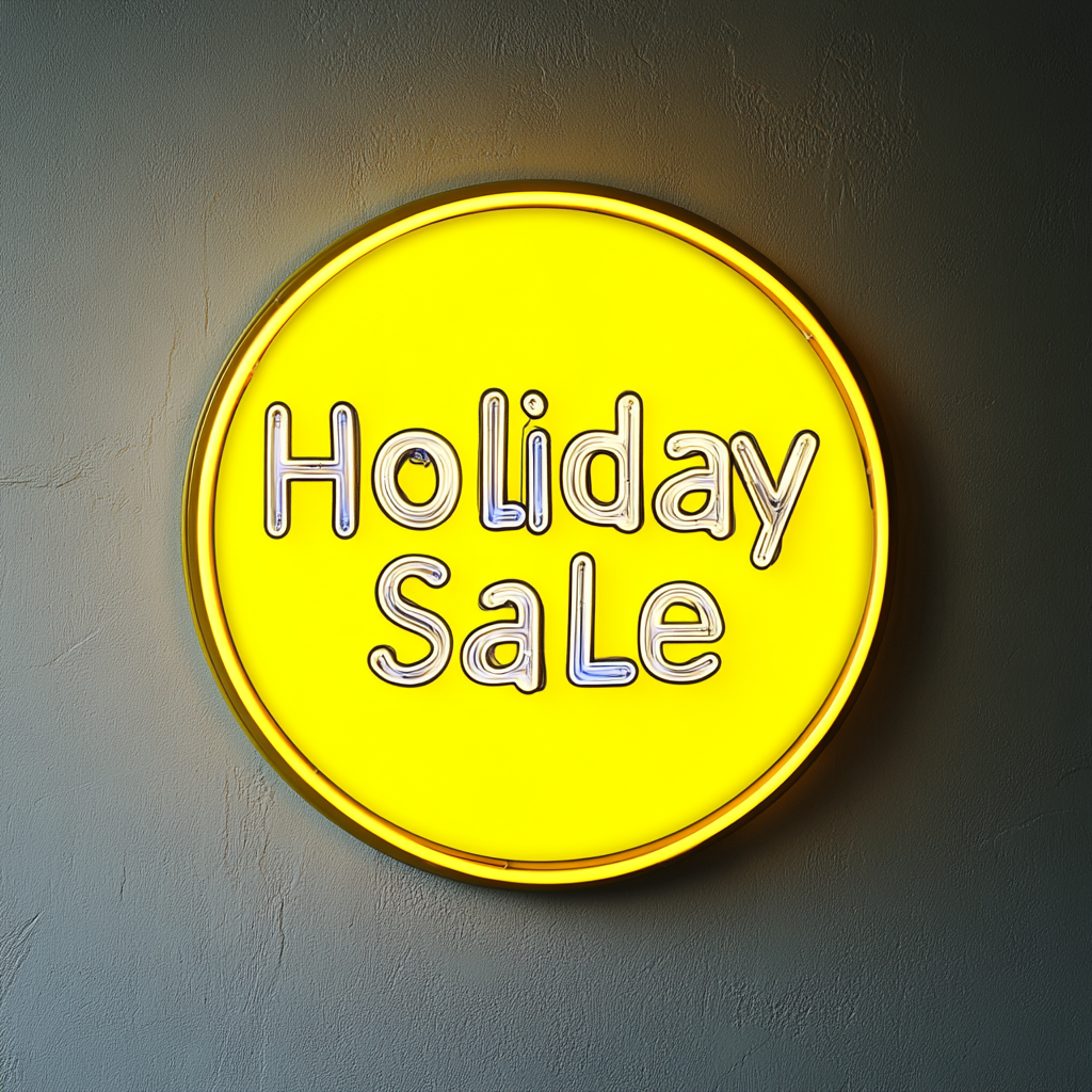 "Holiday Sale" - Yellow Neon Sign, 24 Inches