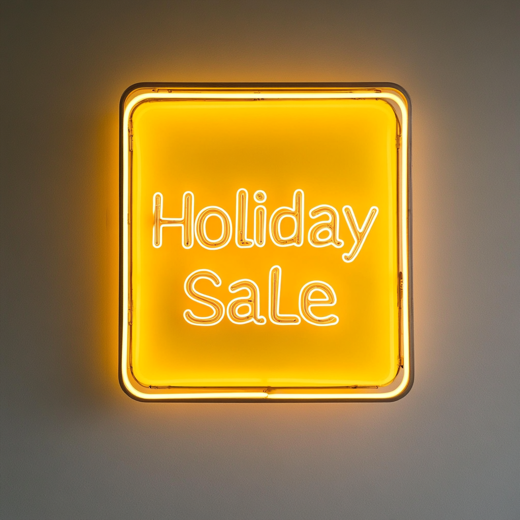 "Holiday Sale" - Yellow Neon Sign, 24 Inches