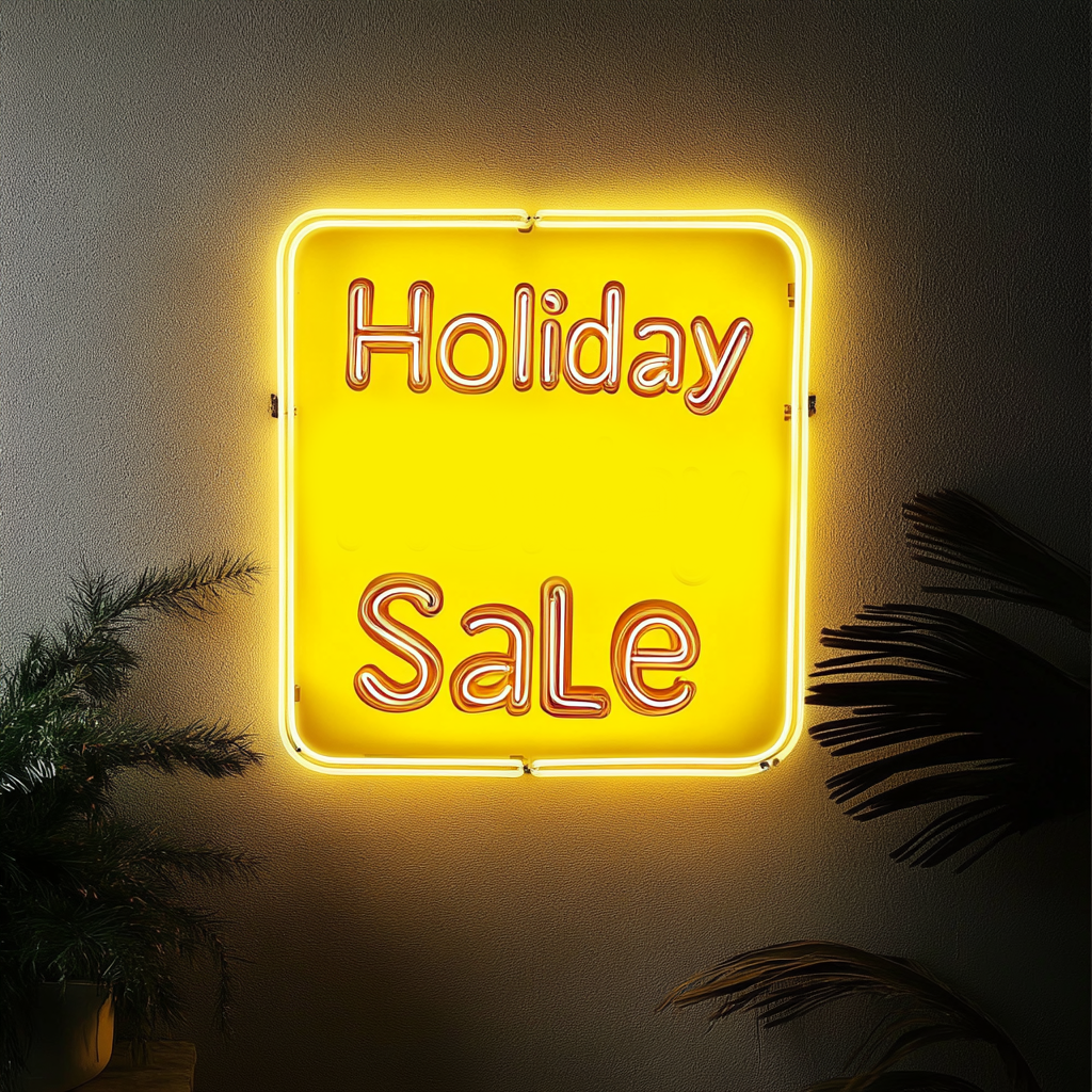 "Holiday Sale" - Yellow Neon Sign, 24 Inches