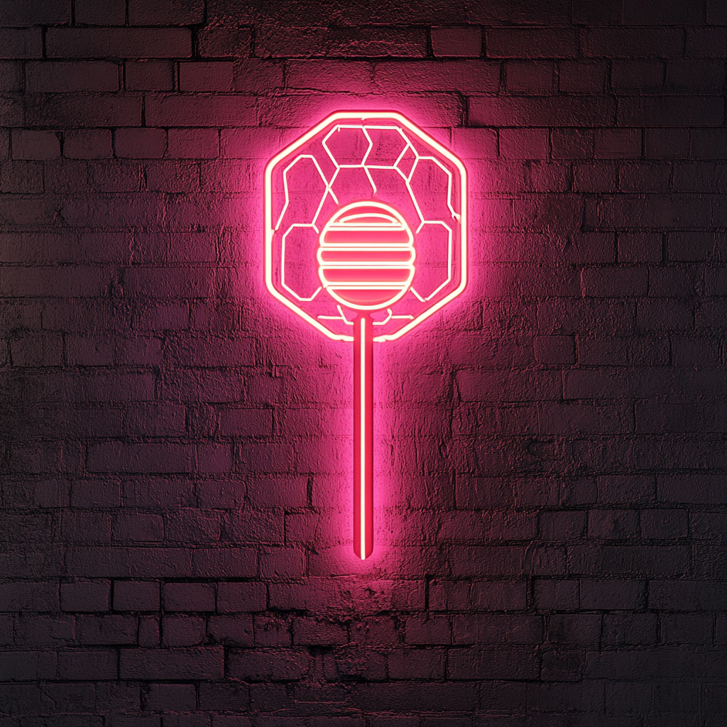 Honeycomb with Spoon - Pink Neon Sign, 24 Inches