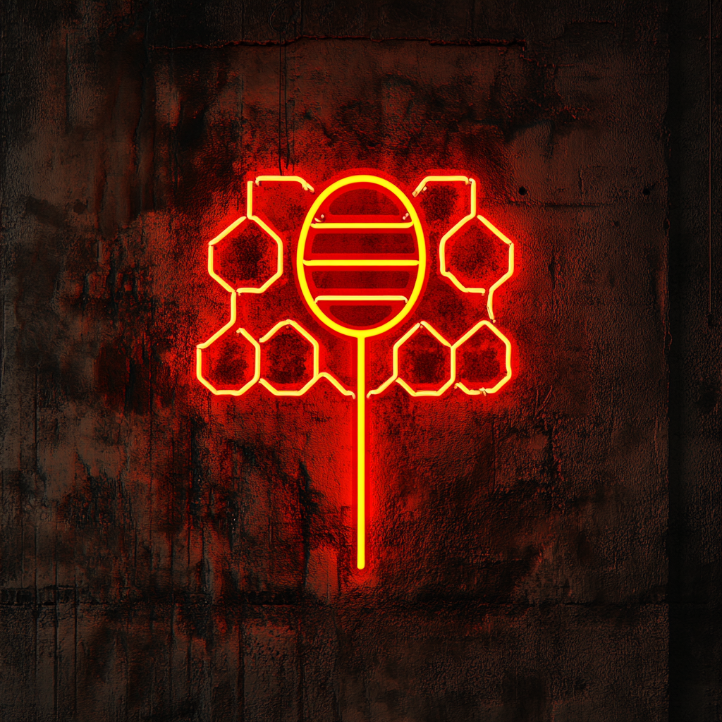 Honeycomb with Spoon - Red Neon Sign, 18 Inches