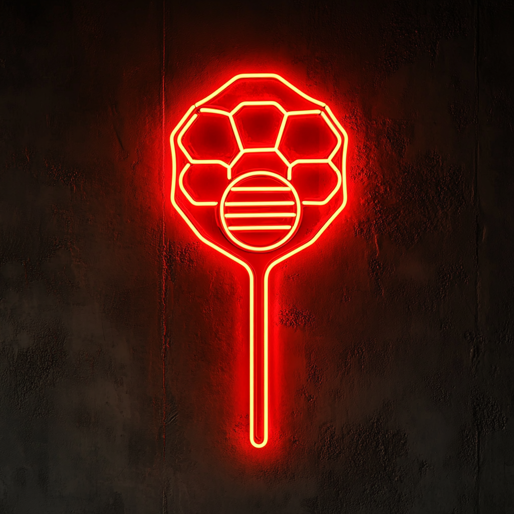 Honeycomb with Spoon - Red Neon Sign, 18 Inches