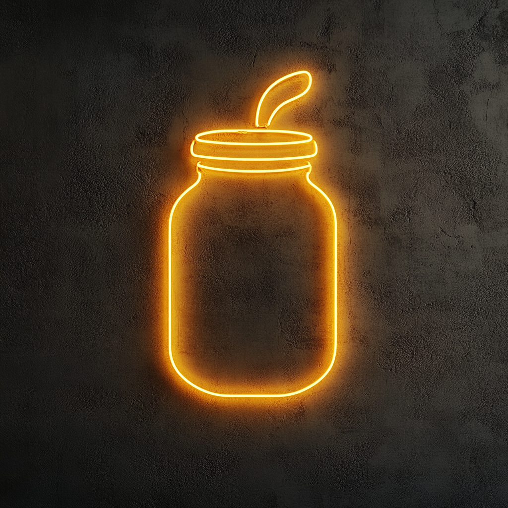 Honey Jar - Yellow Neon Sign, 24 Inches