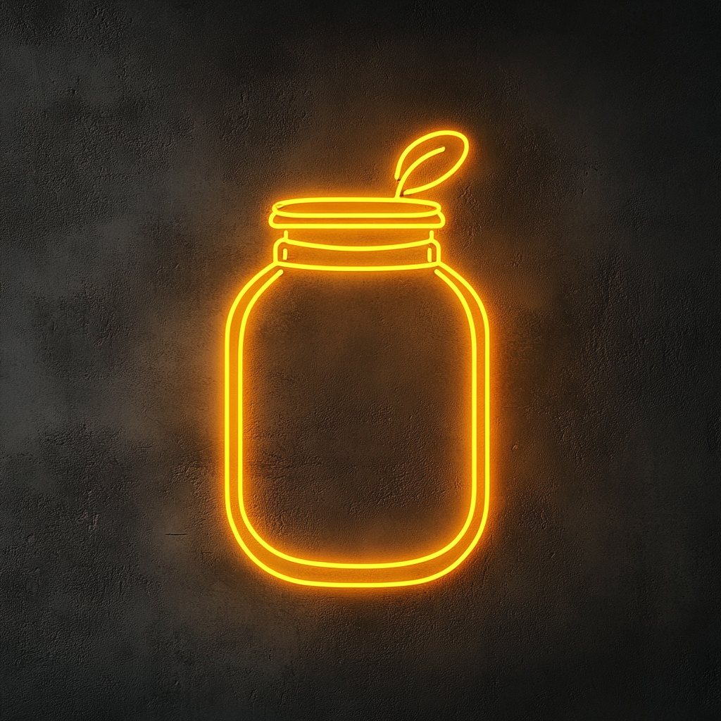 Honey Jar - Yellow Neon Sign, 24 Inches
